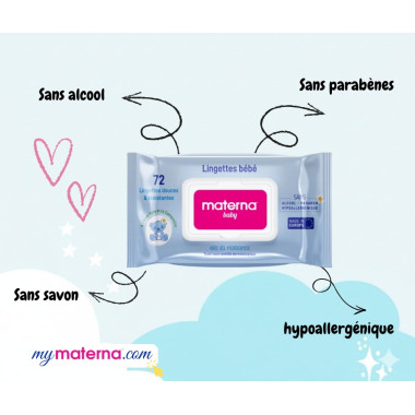 MATERNA Lingettes Bébé 72 pièces – Disponibles en Tunisie