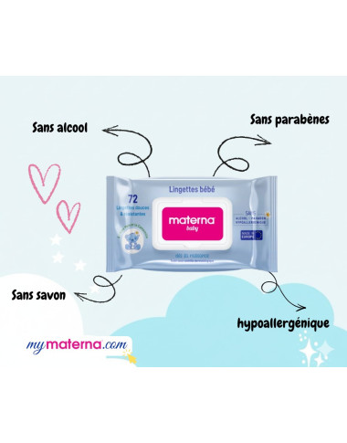 MATERNA Lingettes Bébé 72 pièces – Disponibles en Tunisie