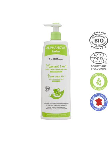 ALPHANOVA Moussant 3en1 Bio 400ml – Douceur Naturelle pour Bébé