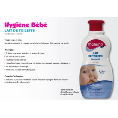 MATERNA Lait de Toilette Bébé 300ml – Nettoyage Doux