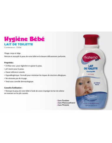 MATERNA Lait de Toilette Bébé 300ml – Nettoyage Doux