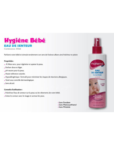 MATERNA Eau de Senteur Bébé 250 ml – Douceur et Parfum Léger