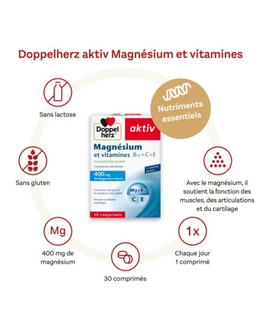 AKTIV Magnésium Vitamines B12 + C + E 30 Comprimés en Tunisie : Anti-fatigue & Énergie