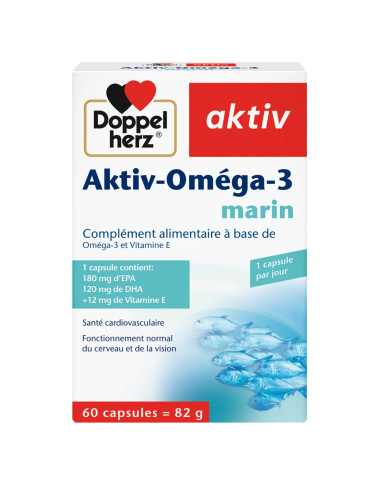 AKTIV Omega 3 Marin 60 Capsules en Tunisie : Santé du Cœur & Cerveau