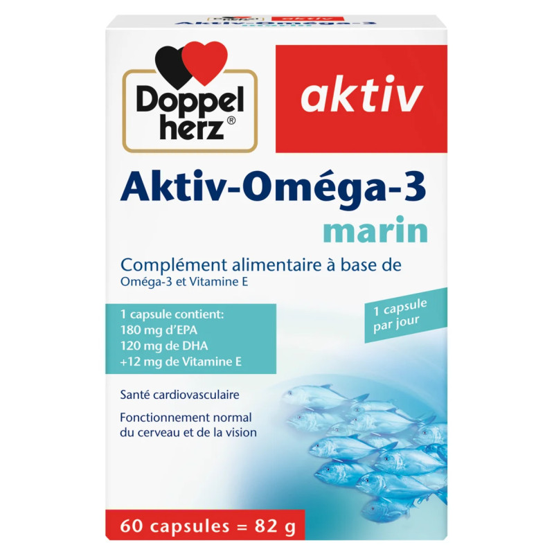 AKTIV Omega 3 Marin 60 Capsules en Tunisie : Santé du Cœur & Cerveau