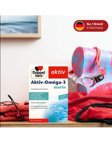 AKTIV Omega 3 Marin 60 Capsules en Tunisie : Santé du Cœur & Cerveau