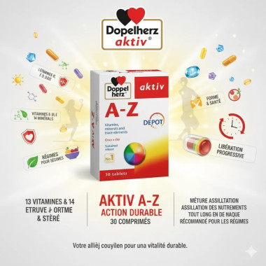 AKTIV A-Z AZ Action Durable 30 Comprimés en Tunisie : Multivitamines Complètes Énergie & Immunité