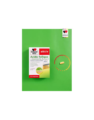 AKTIV Acide Folique Vitamines B + C + E 30 Comprimés en Tunisie : Énergie, Immunité & Grossesse