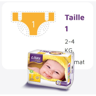 LILAS Couche Bébé 2-4 kg 1er Âge 20 Pièces en Tunisie | Meilleur Prix