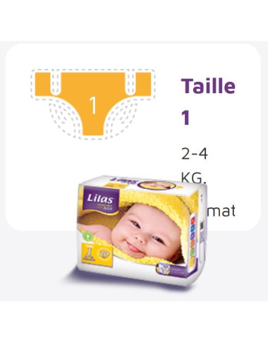 LILAS Couche Bébé 2-4 kg 1er Âge 20 Pièces en Tunisie | Meilleur Prix