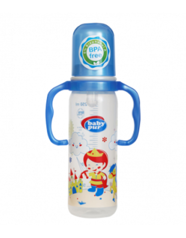 Biberon Plastique avec Anses Baby Pur 250ml | Léger | Babymam