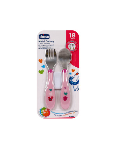 CHICCO Couverts en Métal 18M+ en Tunisie – Apprentissage Repas Bébé