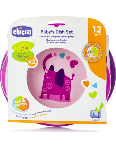 bebe maman chicco assiette lot/2 rose baby mam