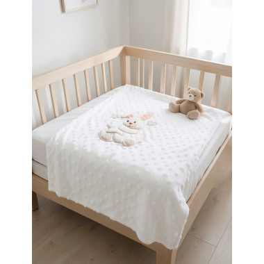 Couverture Ourson Blanc Cassé 80x110 – Douce et Confort Bébé en Tunisie