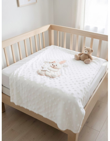 Couverture Ourson Blanc Cassé 80x110 – Douce et Confort Bébé en Tunisie