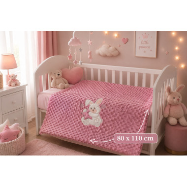 Couverture Ourson Rose Framboise 80x110 – Douce et Chaude Bébé en Tunisie