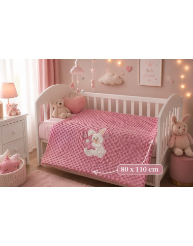 Couverture Ourson Rose Framboise 80x110 – Douce et Chaude Bébé en Tunisie