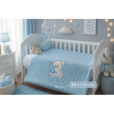 Couverture Ourson Bleu 80x110 – Douce et Chaude Bébé en Tunisie