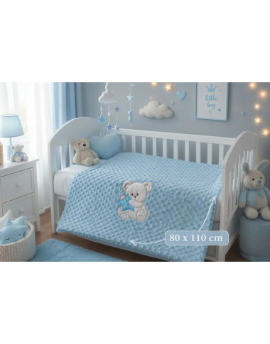 Couverture Ourson Bleu 80x110 – Douce et Chaude Bébé en Tunisie
