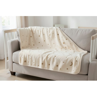 Couverture Étoile Blanc Cassé 80x110 – Douce et Chaude Bébé en Tunisie