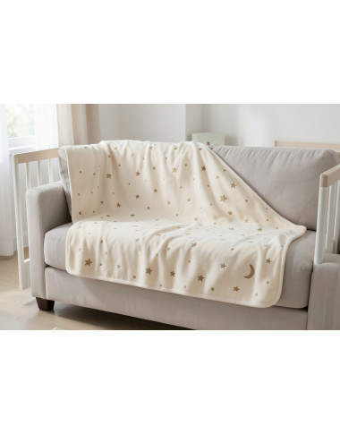 Couverture Étoile Blanc Cassé 80x110 – Douce et Chaude Bébé en Tunisie