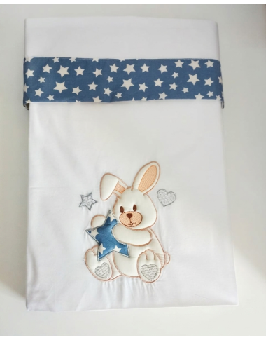 Parure Drap Ourson Bébé Bleu – Ensemble Linge de Lit Doux pour Nouveau-né