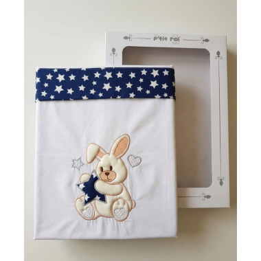 Parure Drap Ourson Bébé Bleu – Ensemble Linge de Lit Doux pour Nouveau-né