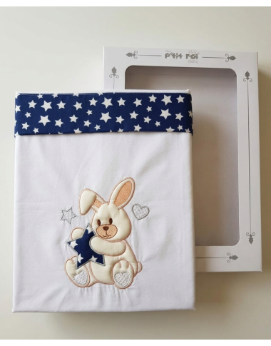 Parure Drap Ourson Bébé Bleu – Ensemble Linge de Lit Doux pour Nouveau-né