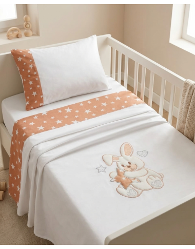 Parure Drap Ourson Bébé Beige – Ensemble Linge de Lit Doux pour Nouveau-né