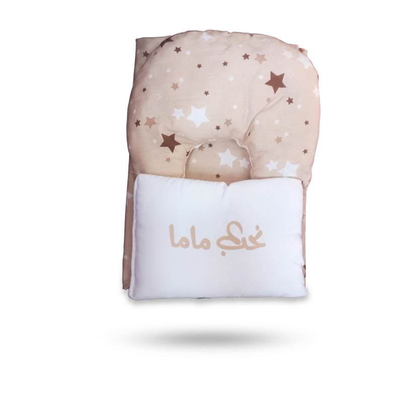 bebe maman parure drap coussin cou beige baby mam