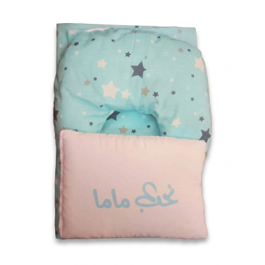 bebe maman parure drap coussin cou bleu baby mam