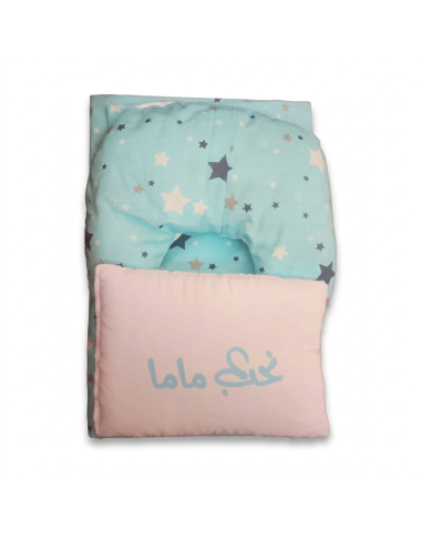 bebe maman parure drap coussin cou bleu baby mam