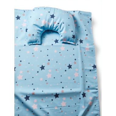 Parure Drap + 2 Coussins Bébé Bleu – Douceur et Confort pour Chambre de Bébé
