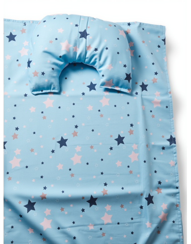 Parure Drap + 2 Coussins Bébé Bleu – Douceur et Confort pour Chambre de Bébé