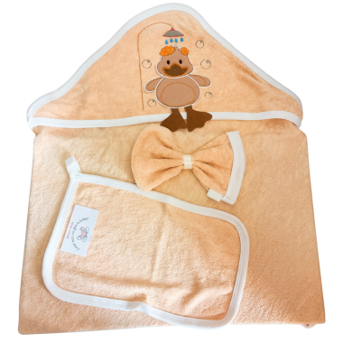Sortie de bain bébé à capuche beige en Tunisie – Douce et absorbante