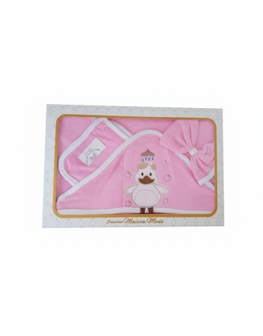 Sortie de bain bébé à capuche rose en Tunisie – Douce et absorbante
