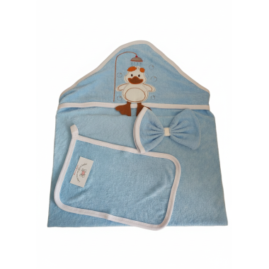 Sortie de bain bébé à capuche bleu en Tunisie – Douce et confortable