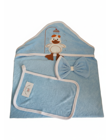 Sortie de bain bébé à capuche bleu en Tunisie – Douce et confortable