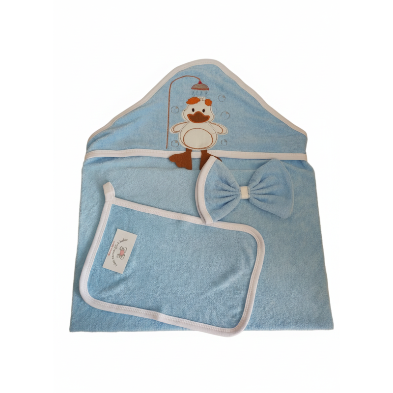 Sortie de bain bébé à capuche bleu en Tunisie – Douce et confortable