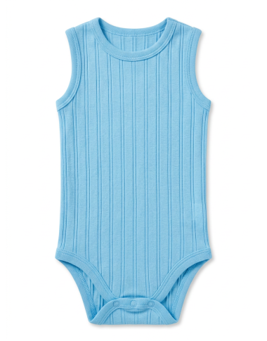 Body sans manche bébé bleu : sous-vêtement doux en coton pour nouveau-né