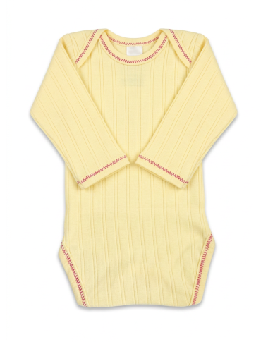 Body manches longues bébé jaune : sous-vêtement chaud en coton pour nouveau-né
