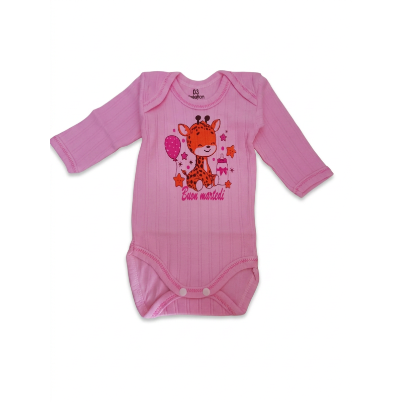 Body manches longues bébé rose : sous-vêtement chaud en coton pour nouveau-né fille