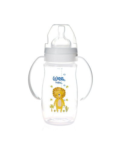 bebe maman wee biberon col large large plastique avec poignee safari 250ml baby mam
