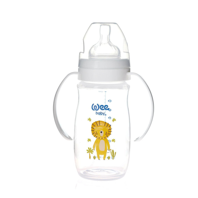 bebe maman wee biberon col large large plastique avec poignee safari 250ml baby mam