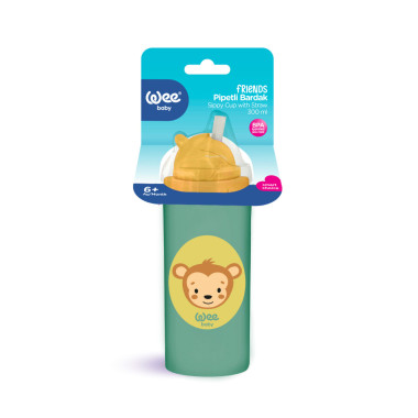 Wee Baby Gourde Animal 300 ml – Bouteille d’eau enfant avec paille anti-fuite