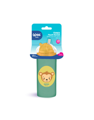 Wee Baby Gourde Animal 300 ml – Bouteille d’eau enfant avec paille anti-fuite