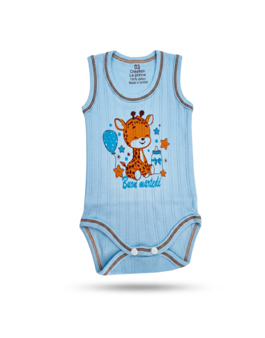 bebe maman body sans manche pour garcon bleu vert et jaune sous vetement baby mam