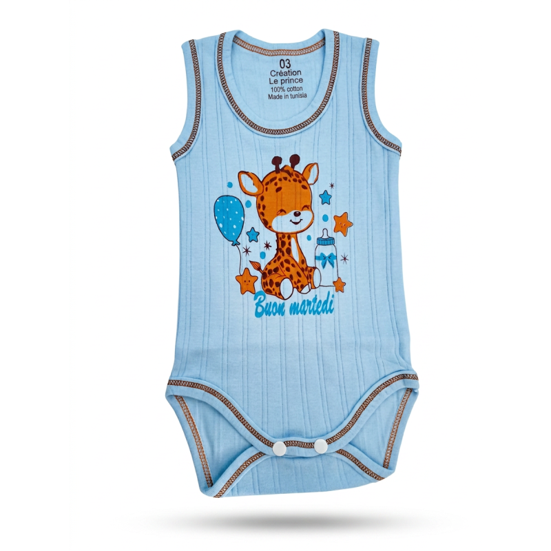 bebe maman body sans manche pour garcon bleu vert et jaune sous vetement baby mam