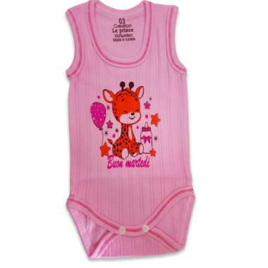 bebe maman body sans manche pour fille rose vert et jaune sous vetement baby mam