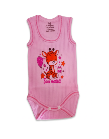 bebe maman body sans manche pour fille rose vert et jaune sous vetement baby mam